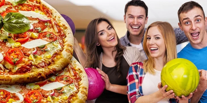 Bavte se s partou: hodina bowlingu pro 6 osob a 2 pizzy podle výběru
