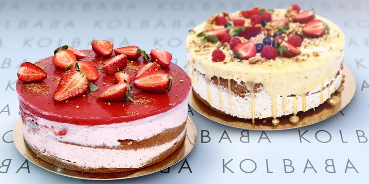 1,8kg dorty z cukrárny Kolbaba: jahodový či medovo-ořechový, až 16 porcí