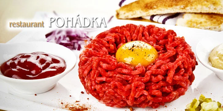 Hovězí tatarák pro partu přátel v restauraci Pohádka