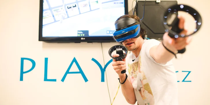 60 min. zábavy ve virtuální realitě s absolutní volností pohybu pro 1-5 os.