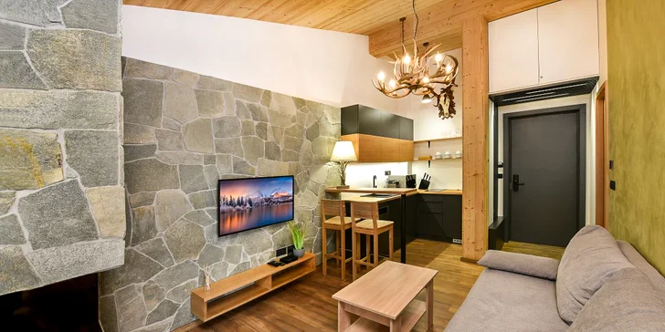 Jednospálňové apartmány ideálne pre dve osoby ponúkajú spálňu s manželskou posteľou aj plne vybavenú kuchyňu.