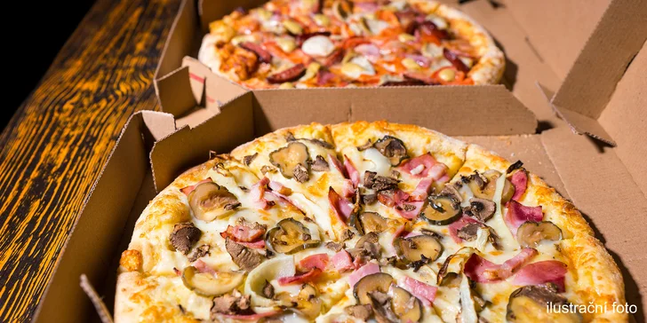 2 libovolné pizzy, Coca-Cola a rozvoz po Budějovicích a blízkém okolí