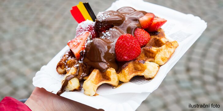 Sladká svačina u hlaváku: Pravé belgické waffle a teplý nápoj dle výběru