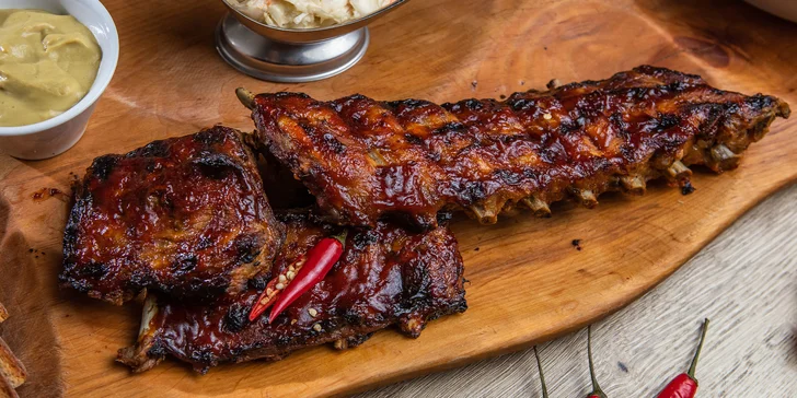 Kráľovské pečené bravčové rebrá v BBQ marináde, 500g/1000g