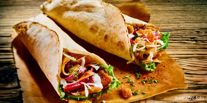 Kuřecí, telecí nebo mix kebab a nápoje v Plzni na Slovanech a u nádraží