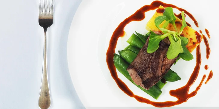 5chodové degustační menu: roastbeef, hráškový krém, steak, sorbet i dezert