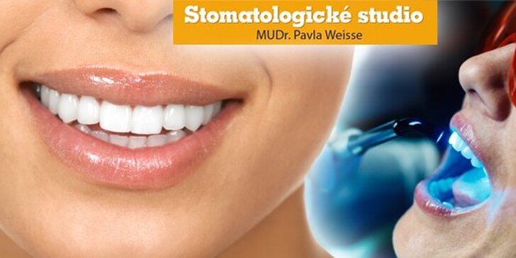 1490 Kč za ordinační bělení zubů ve stomatologickém studiu MUDr. Pavla Weisse. Dopřejte si zářivě bílý úsměv se 72% slevou!