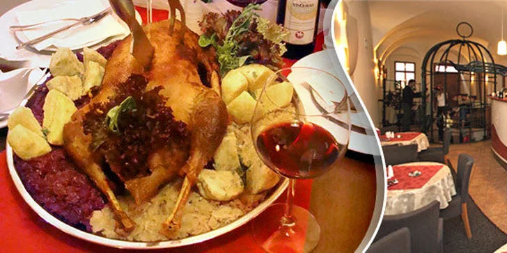 999 Kč za obří svatomartinskou husu (4,2 kg) pro ČTYŘI osoby v restauraci Satchmo. Slavnostní tříchodové menu se slevou 50 %.