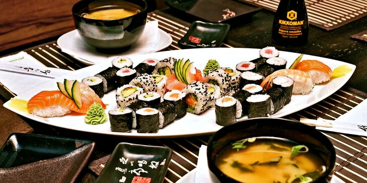 Sushi sety: 24 nebo 44 kusů a polévka miso shiru pro 1 nebo 2 osoby