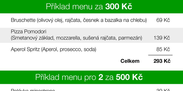Otevřený voucher na cokoli z nabídky v pizzerii Roma Uno: 300 nebo 500 Kč
