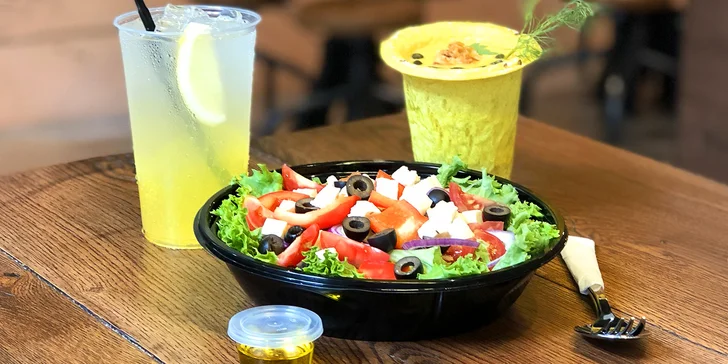 Vege polévky v kelímku z jedlého těsta + varianty se salátem a limonádou