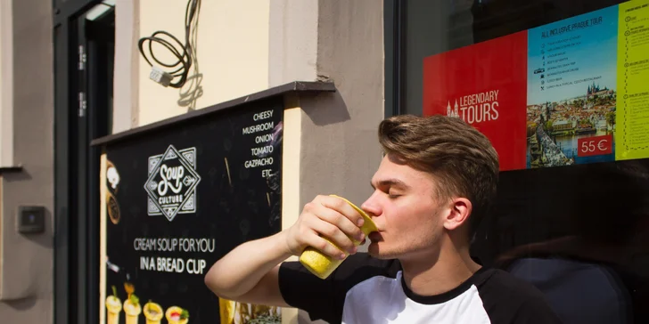 Vege polévky v kelímku z jedlého těsta + varianty se salátem a limonádou
