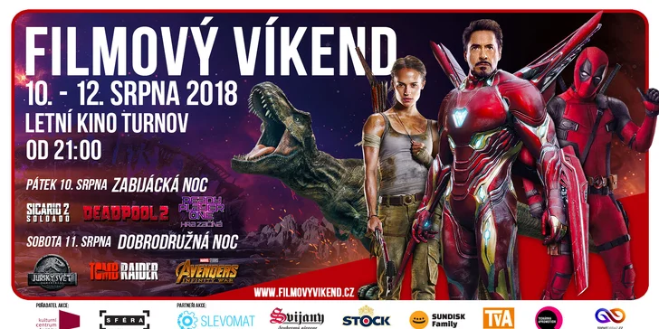 Filmový víkend v Turnově: šest blockbusterů promítaných pod širým nebem