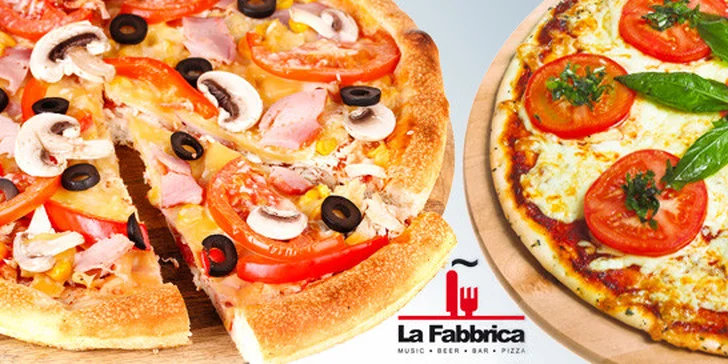 DVĚ báječné pizzy v La Fabbrice - výběr z 24 druhů