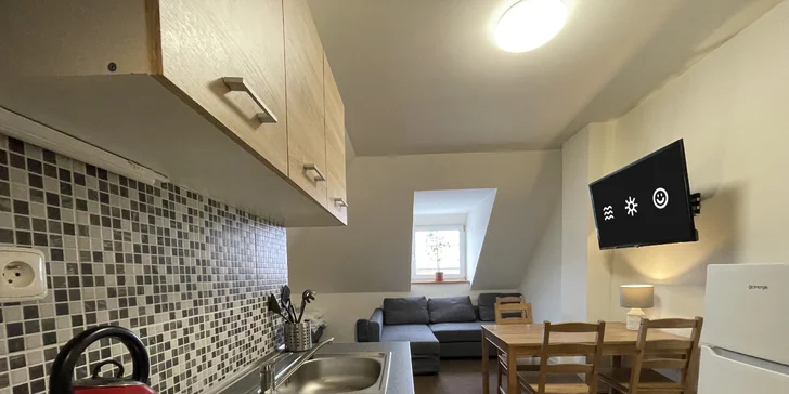 Rodinné apartmány a štúdiá majú kuchynku.