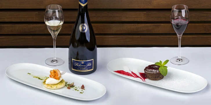 Degustační menu s vinným párováním pro 1 či 2: telecí paštika i tygří kreveta