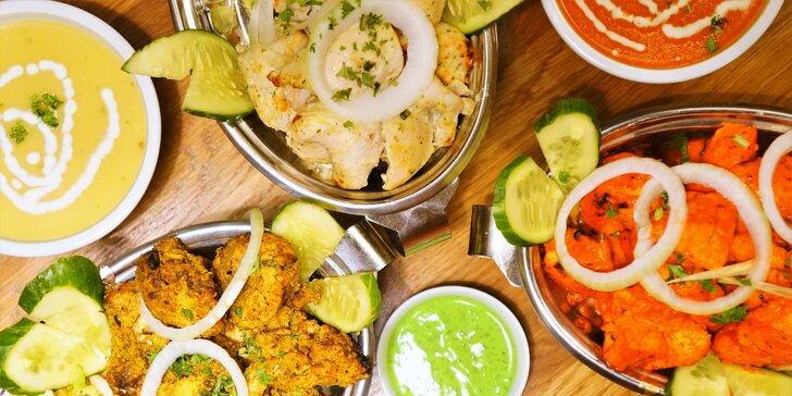 Tříchodové indické menu pro 2: vege nebo masové poskládané podle vás