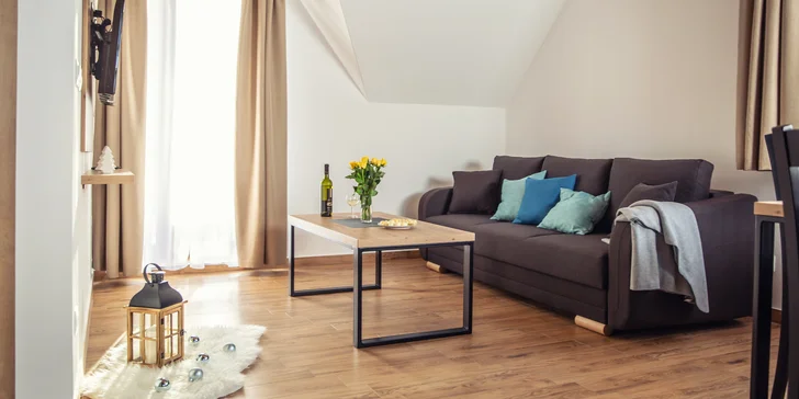 Připraven pro vás bude apartmán typu Mezonet nebo apartmán Plus. 
