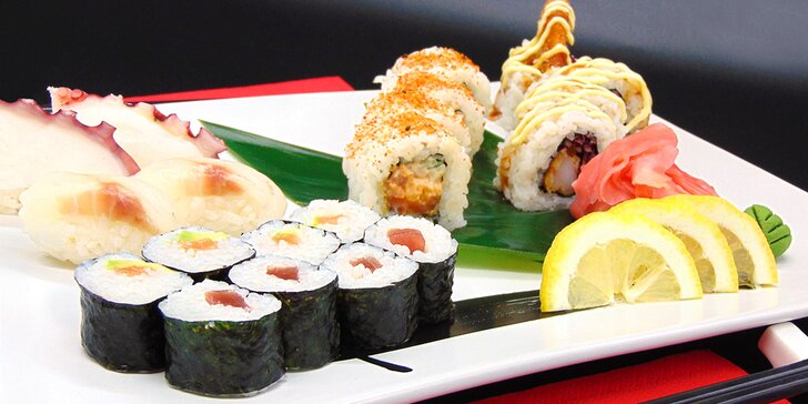 Sushi sety v podzámčí: 18 nebo 20 ks s krevetami, chobotnicí i rybami