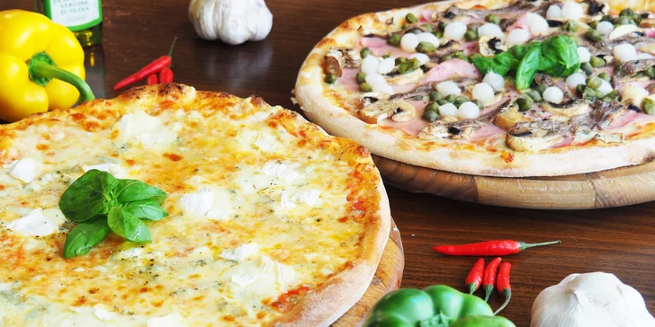 Vyberte si podle chuti: 2× pizza o průměru 32 cm z nabídky 13 druhů