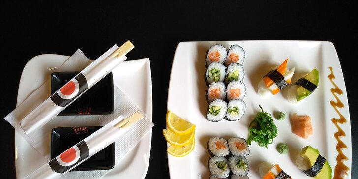 Sushi sety v OC Olympia: 20 nebo 50 kusů s tuňákem, avokádem i úhořem
