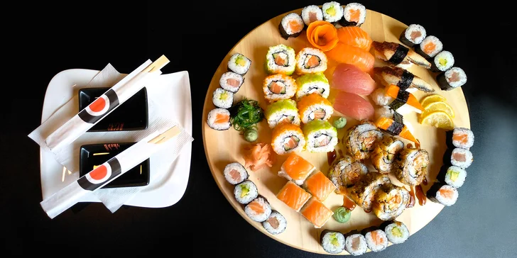 Sushi sety v OC Olympia: 20 nebo 50 kusů s tuňákem, avokádem i úhořem