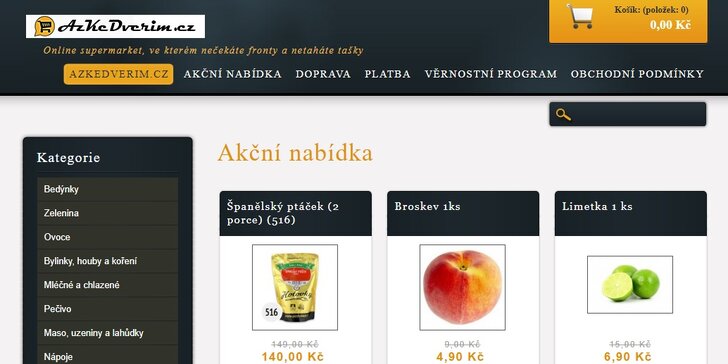 Poukaz v hodnotě 200 Kč na nákup v online supermarketu AzKeDverim.cz