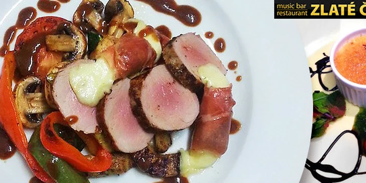 Lahodné degustační menu pro 2 osoby ve Zlatých časech