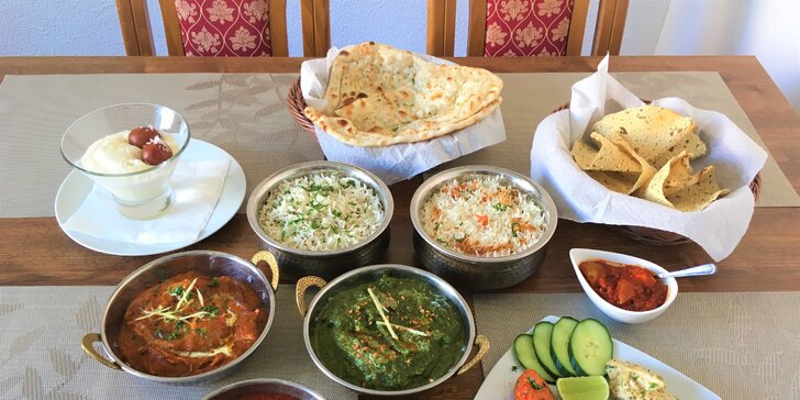 Chuť Indie: masové nebo vegetariánské degustační menu pro 2 osoby