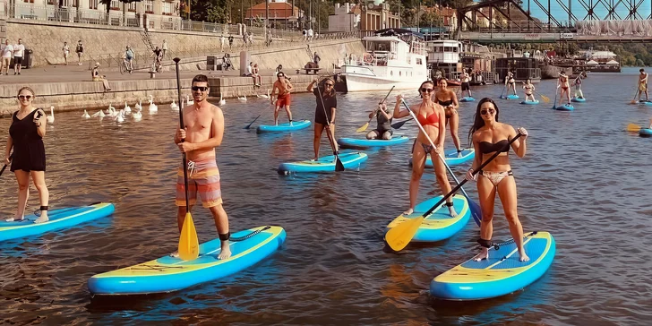 2hodinový kurz paddleboardingu na Vltavě pro 1–4 začátečníky i pokročilé včetně občerstvení