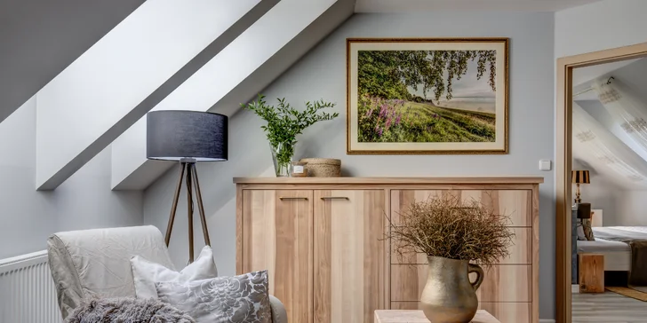 Krásné obrazy zachycující okolní krajinu zdobí každý apartmán (na fotce apartmá Lounge).