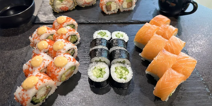 Japonsko v Brně: sushi sety s 16 až 40 kusy pestrých rolek k odnosu s sebou