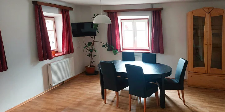 V obývací místnosti najdete i dvě rozkládací lůžka. 