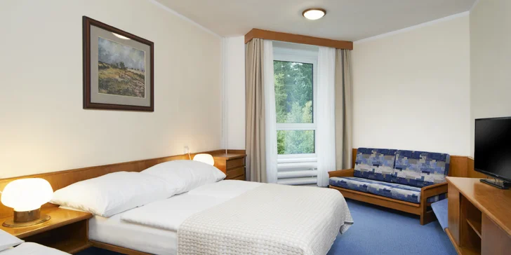 V případě, že pojedete ve 3 dospělých osobách, tak se zabydlíte v prostornějším apartmánu.