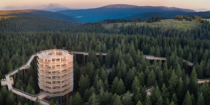 Hotel Brinje je asi 500 metrů od stezky v korunách stromů. 