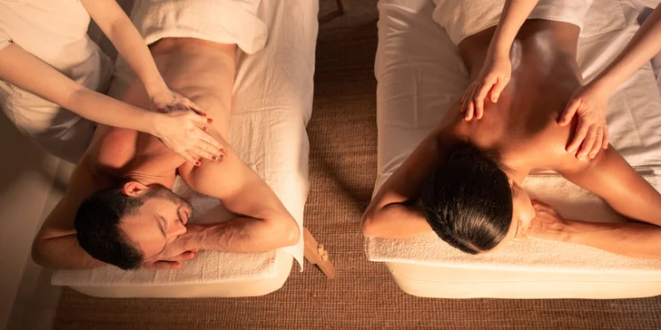 60min. párová masáž dle výběru s lázní na nohy: relaxační, lávové kameny nebo aromaterapie