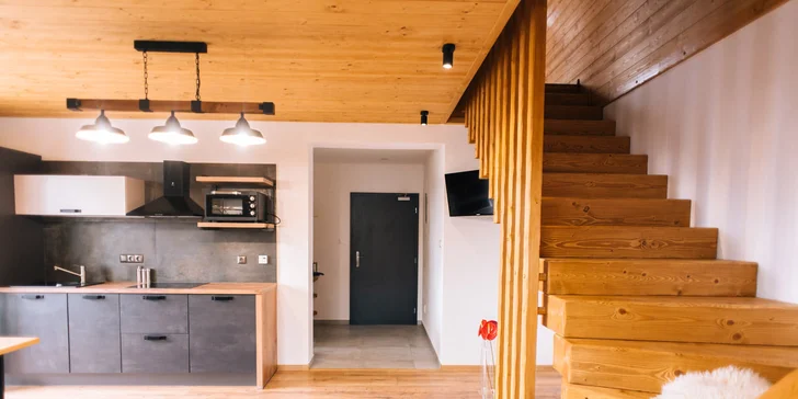 V kuchyňce studia Lux a apartmánu je navíc myčka. 