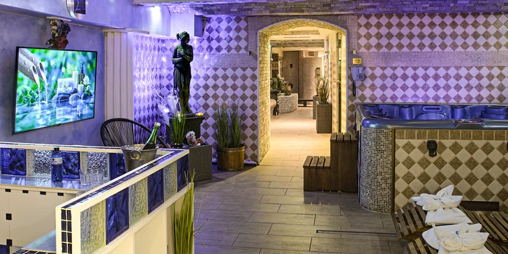 Privátní wellness na 2 hodiny pro dva: vířivka, sauna, víno i obložená mísa