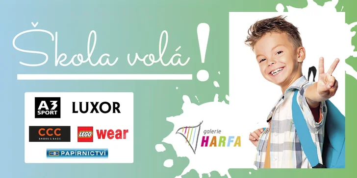 Vybavte děti do školy v Galerii Harfa: slevy na nákupy a zábava pro děti