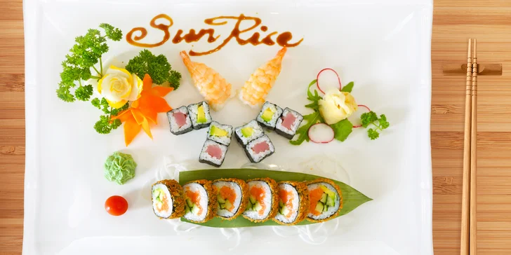 Sushi sety s 16 až 32 ks: rolky s lososem, tuňákem, krevetami i avokádem