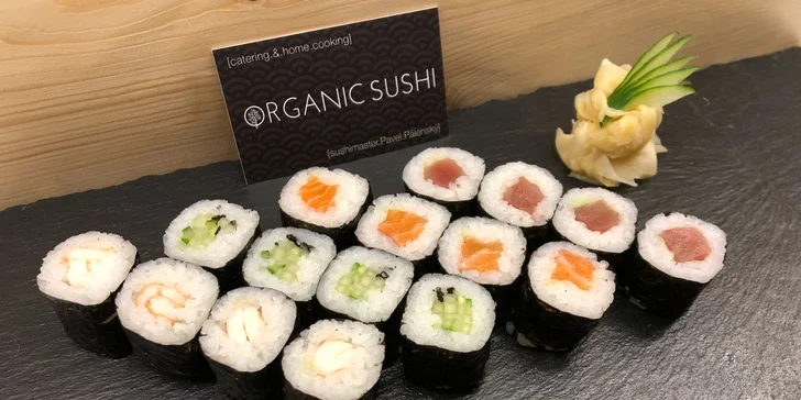 Sushi v Nuslích: 16–56 ks organických rolek s krevetou, lososem i vege