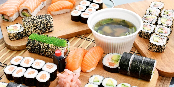 Pochutnejte si na sushi doma i v práci: výběr ze 6 setů s sebou, losos i avokádo