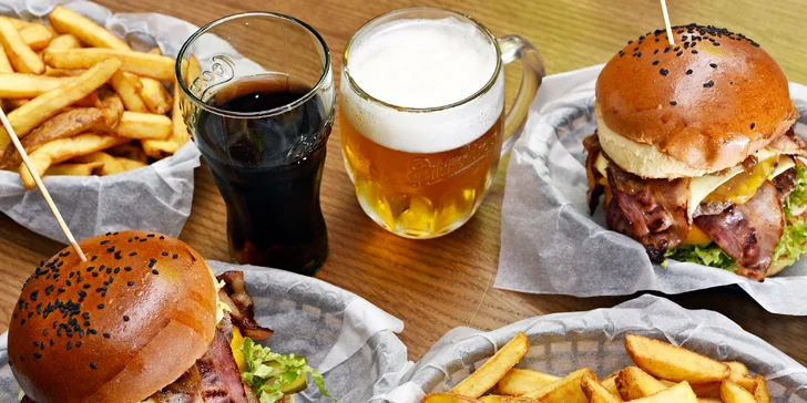 Sýrová paráda: šťavnatý burger Big Cheese s hranolkami pro 1 či 2