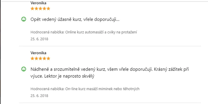 Dobré hodnocení kurzu  4,6/5 *
