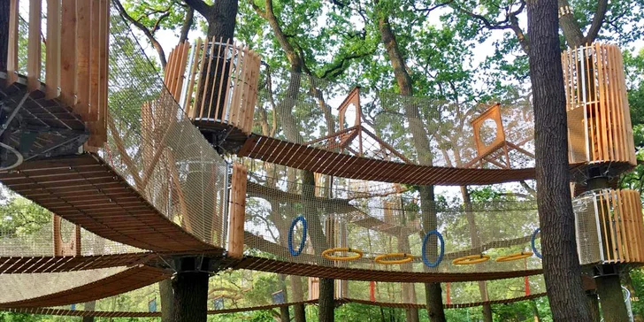 Užijte si adrenalinovou zábavu: třípatrové bludiště v korunách stromů