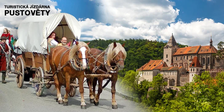 Rodinná jízda koňským povozem na Křivoklátsku