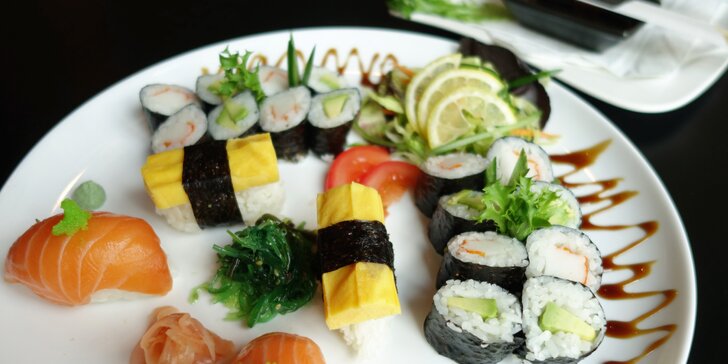 Sushi sety v OC Olympia: 20 nebo 58 kusů s tuňákem, avokádem i krevetami