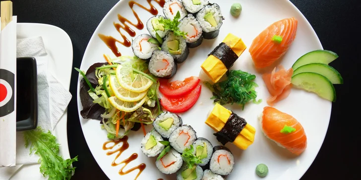 Sushi sety v OC Olympia: 20 nebo 58 kusů s tuňákem, avokádem i krevetami