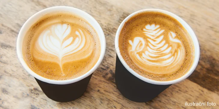 Dvě kávy podle výběru: cappuccino nebo latté s příchutí