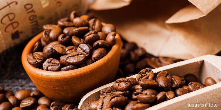 Skvělá káva: vouchery na nákup pražené kávy v hodnotě 600 a 1800 Kč